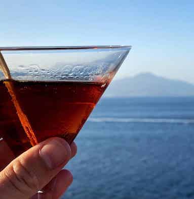 aperitivo with a view of Vesuvio